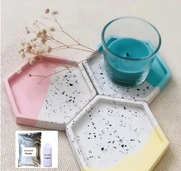 Bột sinh thái tự làm nhựa jesmonite Kit cho người mới bắt đầu terrazzo khay nhựa Kit thạch cao