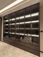 Armoire en verre haute brillance au design traditionnel avec portes en verre trempé Stockage de grande capacité pour appartements