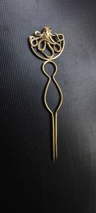 Épingle à cheveux vintage en forme de pieuvre, couleur or, en métal, faite à la main, accessoire décoratif pour cheveux pour femmes - Product Image 3