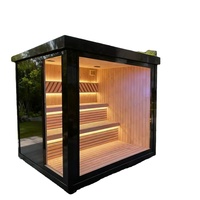 Ruang Sauna Kayu Cedar Merah Kubus Luar Ruangan Berkualitas Tinggi Modern dari Kayu Solid untuk 2-8 Orang dengan Ukuran yang Dapat Disesuaikan