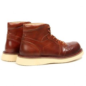 Fall Winter Customized Men's Brown <b>Ankle</b> CHUKKA Boots with Anti-Slip Features Height Increasing Laced Leather Made Cow Leather - Product Image 3