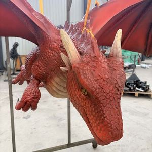 Grande statue de dragon rouge grandeur nature avec écailles détaillées pour la décoration de festivals et d'expositions - Product Image 2