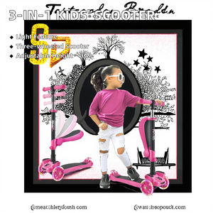 3-in-1 çok fonksiyonlu çelik itme skuter çocuklar için çocuk bebekler oyuncak Scooter açık kullanım için üç PU tekerlekler ile - Product Image 2