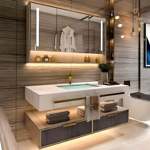 Mobile Bagno con Lavabo Singolo/Doppio - Mobile Bagno Moderno con Specchio LED Intelligente Antiappannamento, Set Mobile Bagno a Parete - Product Image 1