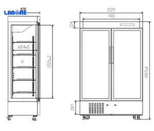 2-8 ℃   Réfrigérateurs biomédicaux à double porte de 1006 litres, réfrigérateur de pharmacie, usage médical - Product Image 4