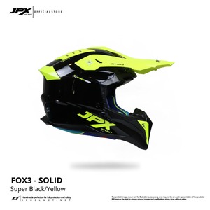 Casco de Motocross JPX Fox3 con Correa Magnética, Negro Sólido y Amarillo Brillante, con Cierre Magnético Seguro para Aventuras de Motocross - Product Image 3