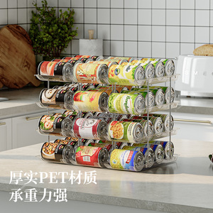 Multi Tier <b>Stackable</b> Can <b>Storage</b> Rack Transparent 3 Floor Desktop Organizer For Beer And Beverages Freely Combinable - Product Image 3