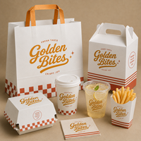 Boîte en carton personnalisée pour restaurant, restauration rapide, pliable, pour frites, poulet, ailes de poulet, burger, à emporter, avec logo imprimé