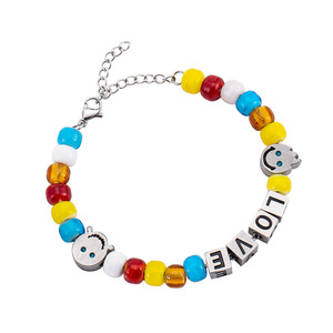 Pulsera de cuentas de moda, cristal colorido, cara sonriente, regalo unisex, joyería - Product Image 5