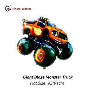 Globos de Mylar con Licencia de <span class=keywords><strong>Blaze</strong></span> <span class=keywords><strong>and</strong></span> <span class=keywords><strong>the</strong></span> <span class=keywords><strong>Monster</strong></span> Machines de Hot Wheels, Redondos de Doble Cara y con Forma de Camioneta Monstruo - Product Image 3