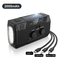 Radio solaire à manivelle 2000 mAh pour charger les téléphones portables et recevoir des alertes météo AM/FM pour les situations d'urgence en cas d'ouragan