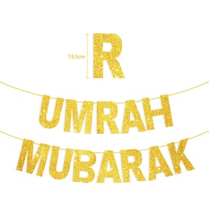 Or Hajj/Ramadan/UMRAH Moubarak lettre papier drapeaux et bannières guirlande pour musulman maison cheminée chambre <span class=keywords><strong>mur</strong></span> jardin Eid fête décor - Product Image 5