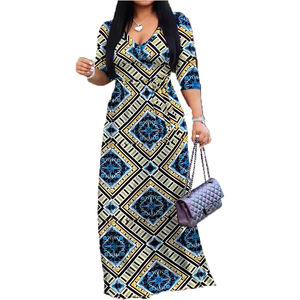 Robes Maxi décontractées pour femme, tenues africaines, élégantes, église, manches 3/4, boutonnées, imprimées, décontractées - Product Image 5