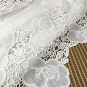 Винтажная кружевная ткань шириной 140 см цвета слоновой кости <span class=keywords><strong>100</strong></span>% хлопчатобумажная вышитая кружевная ткань для скатерти - Product Image 5