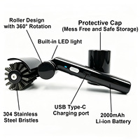 Brosse de nettoyage électrique rotative VERTAK 3.7V pour barbecue, poils en acier inoxydable, outil de nettoyage sans fil rechargeable pour l'extérieur