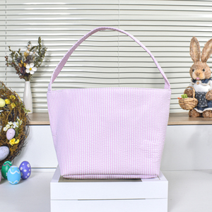 Cá Nhân Tùy Chỉnh Tên Seersucker Phục Sinh Giỏ Quà Tặng Trẻ Em Kẹo Trang Trí Giỏ - Product Image 4