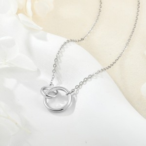 YILUN Collana Minimalista con Pendente a Doppio Cerchio Intrecciato in Argento Sterling 925 Placcato Rodio per Donne, Gioielli Raffinati - Product Image 3