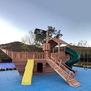 Çok Fonksiyonlu Açık Hava Macera Çocuk Ahşap ve Plastik Kaydıraklı Tırmanma Çerçevesi Salıncaklı Oyun Evi Seti - Product Image 2