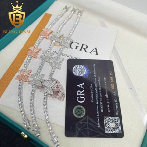 Vượt Qua Kim Cương Tester 3Mm Bướm Moissanite Tennis Vòng Đeo Tay 925 Bạc Hip Hop Vòng Đeo Tay VVS Kim Cương Tennis Vòng Đeo Tay - Product Image 6