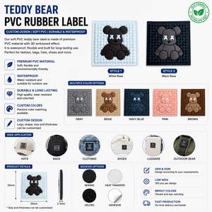 Patch personnalisé en PVC souple en forme d'ours en peluche, 35 mm, imperméable, pour vêtements, sacs, chapeaux - Product Image 3