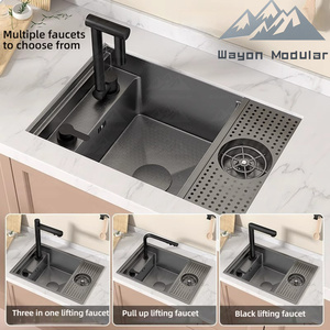 <span class=keywords><strong>Fregadero</strong></span> de Cocina de Acero Inoxidable Gris Nano Wayon con Enjuagador de Vidrio Integrado y Dispensador de Jabón - Product Image 3