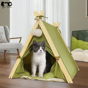 GeerDuo 새로운 현대 나무 프레임 부드러운 쿠션 강아지 침대 좋은 디자인 고양이 둥지 새끼 고양이 텐트 하우스
