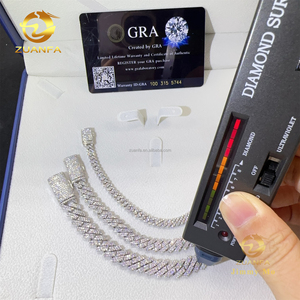 Stock all'Ingrosso <span class=keywords><strong>Bracciale</strong></span> da <span class=keywords><strong>Uomo</strong></span> a Maglia Cubana Quadrata con Incastonatura a Griffe in <span class=keywords><strong>Argento</strong></span> Sterling <span class=keywords><strong>925</strong></span> con Diamanti Moissanite FL da 5mm 8mm 10mm Gioielli Hip Hop - Product Image 2