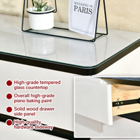 Bureau d'étude moderne de luxe blanc robuste pour enfants avec tiroirs de rangement et plateau en verre trempé - Poste de travail durable pour ordinateur portable à domicile OEM/ODM