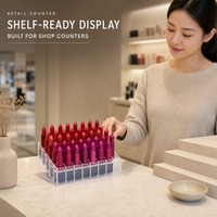 Présentoir à Rouge à Lèvres en Acrylique Transparent, Organisateur Cosmétique Ouvert pour Comptoir de Vente au Détail, Support de Rangement pour Maquillage