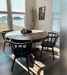 Pháp Mộc Mạc Phong màu xám kết thúc Gỗ Sồi 60 "vòng bàn ăn - Product Image 4