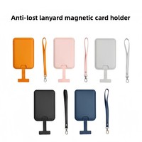 Dompet Ponsel Tipis Kulit PU Magnetik dengan Tali Pergelangan Tangan, Kantong Bisnis, Logo Kustom, Tempat Kartu Ponsel Tipis untuk Magsafe