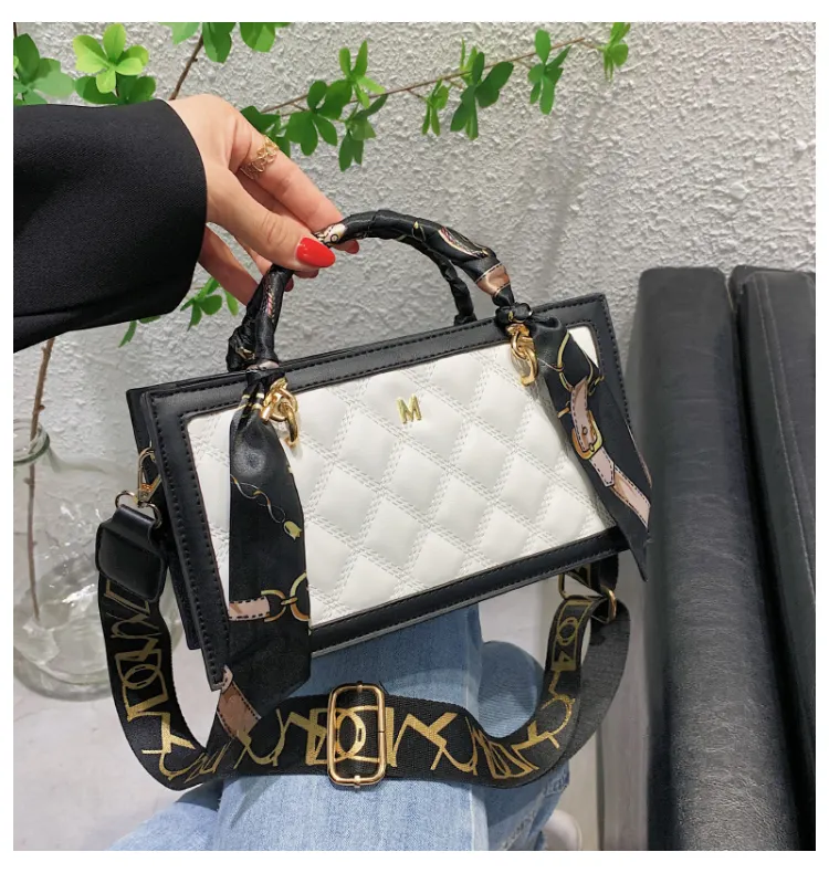 New designer handbags With silk Scarf for Women fashion PU leather crossbody bag Ladies chain Purses