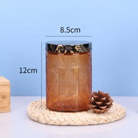 Luxe 12oz 350ml 17oz 520ml en relief en gros écologique grand pot de bougie en verre coloré réutilisable