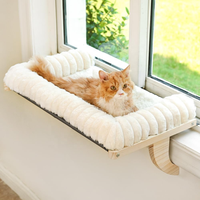 Perchoir de seuil de fenêtre pour chat Cloud-Soft avec lit rembourré conçu pour fermeture à glissière, siège de fenêtre pour chat de soutien en bois massif de qualité supérieure
