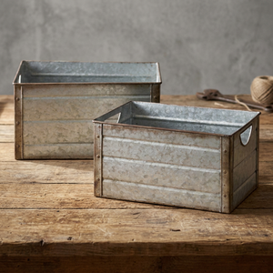 Cubo de Almacenamiento Rectangular de Hierro Galvanizado Envejecido, Estructura Vertical, Ecológico, para Uso en Exteriores en Restaurantes - Product Image 3