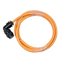 Câble d'alimentation industriel flexible pour moteur, modèle DC, longueur personnalisée, connecteur coudé orange, faisceau de câbles de servomoteur