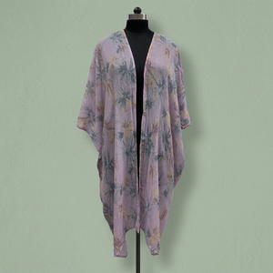 Robe longue ample en mousseline de soie à imprimé floral, col en V, manches trois quarts, style bohème d'été - Product Image 4