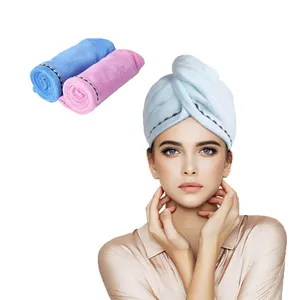 定制个性化水疗女式快干软魔术头巾毛巾带纽扣扭结包裹超细纤维发巾