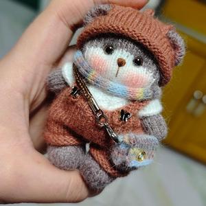 Bambole Lavorate a Mano, Orsacchiotto in Maglia, Giocattoli Artigianali da Regalo con Imbottitura in Cotone PP, Ornamento Pendente Cartone Animato Carino, Regalo 9cm - Product Image 4