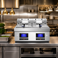 Friteuse électrique commerciale à double cylindre 12L en acier inoxydable avec panneau LCD indépendant et réservoir d'huile amovible