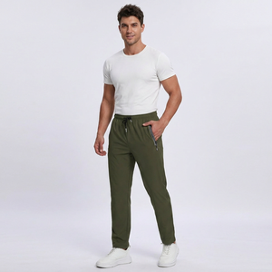 Men's Olive Spandex Canvas <b>Cargo</b> <b>Pants</b> Dry Athletic Trousers Stretchy Elastic Waist High-Waisted Lightweight Summer - Product Image 1