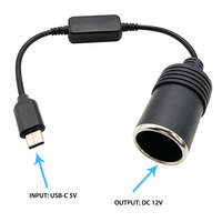 USB-C 5V sampai 12V pemantik rokok mobil soket Cig voltase langkah kabel catu daya untuk berkendara perekam GPS Dashcams