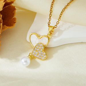 Collana da Donna con Ciondolo a Cuore in Zircone Colorato, <span class=keywords><strong>Serie</strong></span> Variety <span class=keywords><strong>Love</strong></span>, in Acciaio Inossidabile Placcato Oro 18K, per Feste - Product Image 4