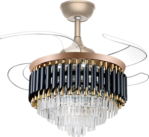 Pha Lê Điều Khiển Từ Xa Trần Người Hâm Mộ Đèn 220V Trang Trí Bladeless Home LED Thiết Kế Vòng Ba Màu 42 Inch Hiện Đại - Product Image 1