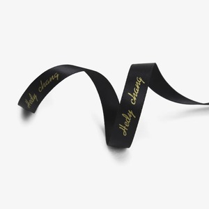 Cinta de raso de poliéster/algodón reciclado personalizada JulianRi con estampado de lámina plateada de una sola cara para embalaje de regalos, 1-1/2 pulgadas de ancho - Product Image 5