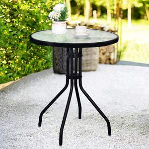 Tavolo <span class=keywords><strong>da</strong></span> Patio Bestseller del Produttore <span class=keywords><strong>con</strong></span> Struttura e Piano in <span class=keywords><strong>Vetro</strong></span> Temperato, Tavolo Rotondo <span class=keywords><strong>da</strong></span> Bistrot per Esterni e <span class=keywords><strong>Giardino</strong></span> in Metallo - Product Image 2