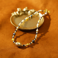Collier et bracelet polyvalents en perles colorées de style baroque, design perlé exquis avec un éclat doux, bijoux de mode pour cadeau de vacances