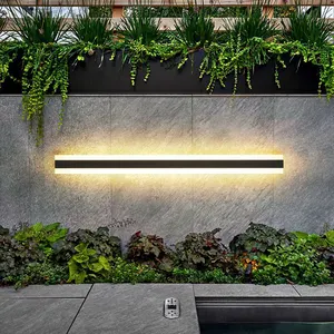 Luz de parede linear IP65 para jardim, luminária de parede moderna à prova d'água para paredes exteriores, tira longa, preta, nórdica, ideal para paredes externas
