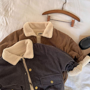 Nouvelle arrivée : veste en velours côtelé pour tout-petits, épaisse et chaude, doublée de polaire, manteau pour bébé, vêtements d'extérieur d'hiver pour enfants, veste à col rabattu pour garçons - Product Image 4