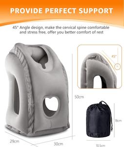 Wholesale 50cm Premium Flocked PVC <b>Inflatable</b> Neck Pillow Portable Travel Pillow for Airplanes <b>Cars</b> Buses Trains Napping - Product Image 5